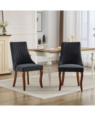 Rayon Linen Dining Chairs, Set of 2 (Black
