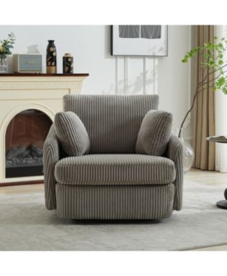 Corduroy Swivel Accent Chair with Pillows