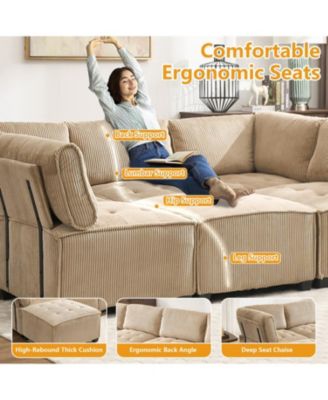 U-Shaped Modular Sectional Sofa with Reversible Chaise