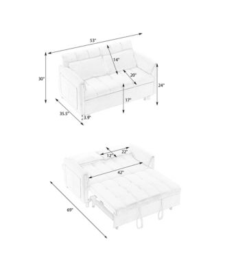 Streamdale Beige Velvet Sofa Bed - Convertible Sleeper Couch