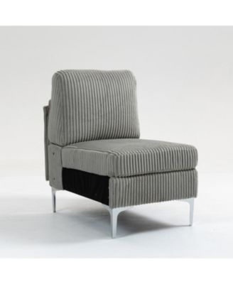 Gray Corduroy Modular Armless Seat