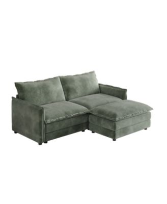 Streamdale Corduroy Loveseat Sofa with Ottoman & 2 Cushions