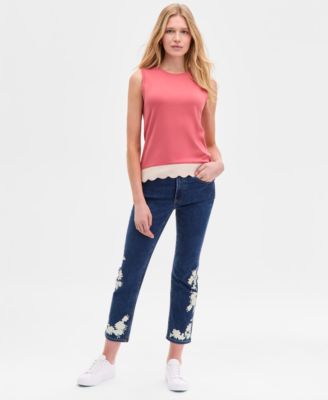 Women's Cotton Scalloped-Hem Tank Top