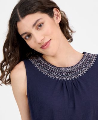 Women's Smocked-Neck Tank Top 