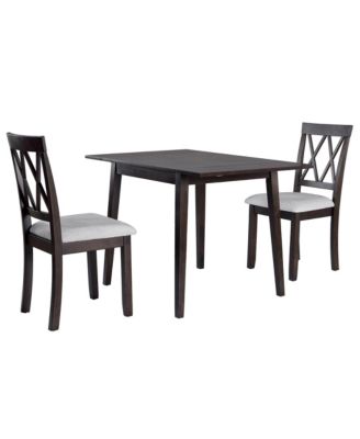  Natural 3-Piece Dining Set with Drop Leaf Table & Upholstered Chairs