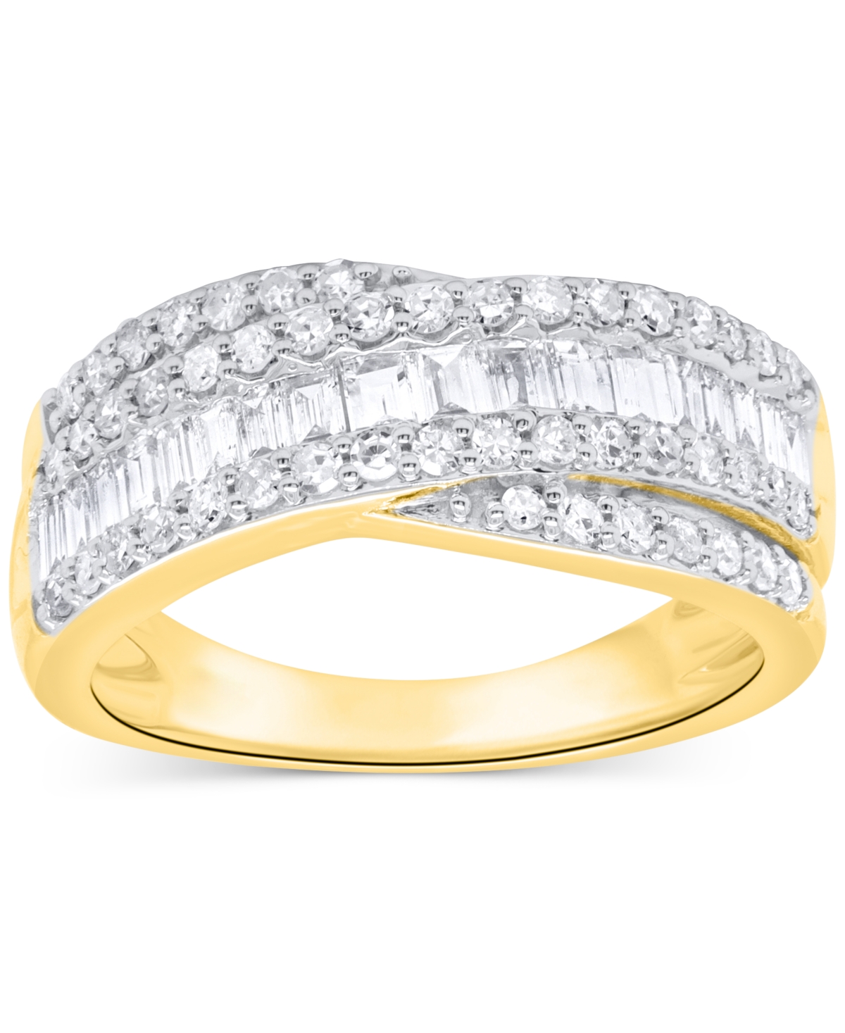 Lab-Grown Diamond Crisscross Band (1 ct. t.w.) in Sterling Silver or 14k Gold-Plated Sterling Silver - Gold-Plated Sterling Sil