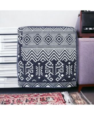 18" Blue 100% Cotton Ottoman