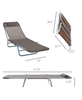 Foldable Reclining Pool & Beach Chair w/ Pillow,