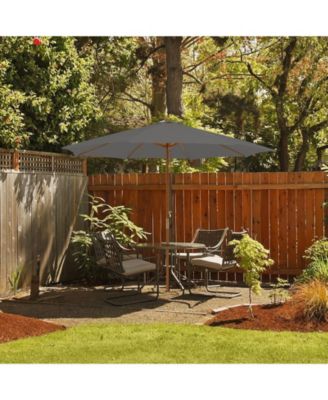 10 Feet Patio Umbrella with 8 Wooden Ribs and 3 Adjustable Heights