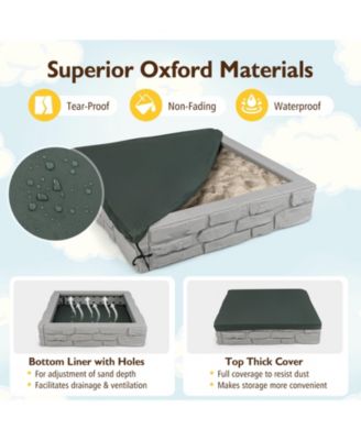 2-In-1 HDPE Kids Sandbox with Cover and Bottom Liner