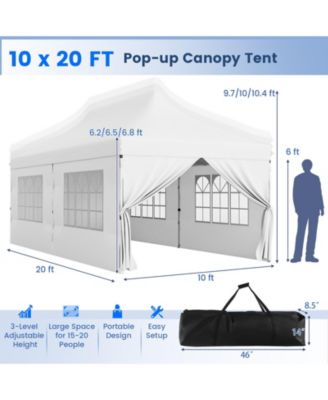 10 x 20 ft Pop-Up Canopy with 6 Sidewalls, Windows and Carry Bag for Events