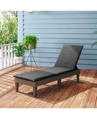 Patio Lounge Outdoor Recliner Chair with Cushion 3-Position Adjustable Backrest-Gray