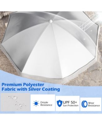 6.5 FT Beach Umbrella with Fringe Outdoor Tassel Umbrella with Push Button Tilt