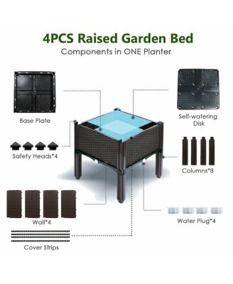 Set of 4 Elevated Flower Vegetable Grow Planter Box