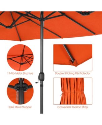 15 Feet Patio Double-Sided Umbrella with Hand-Crank System