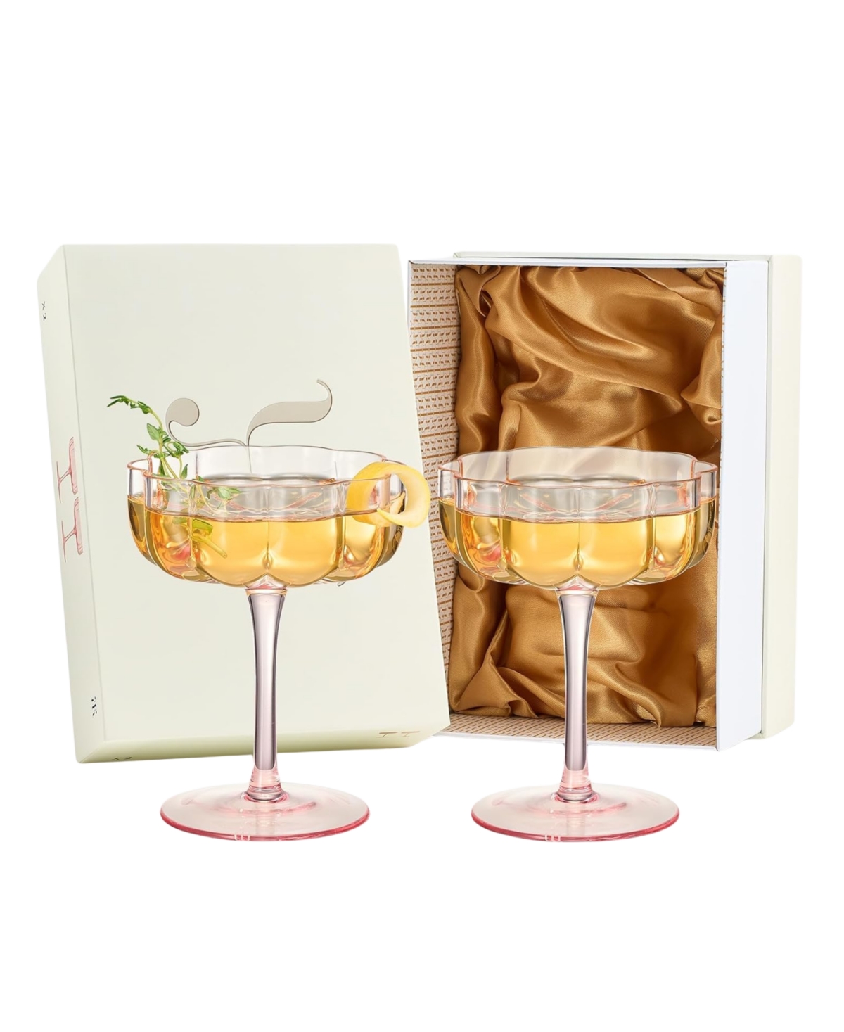 The Wine Savant Flower Coupe Cocktail Glasses, Set Of 2 In Pink