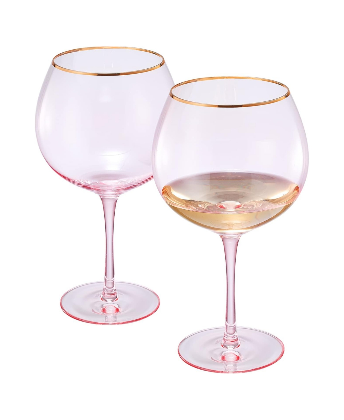 The Wine Savant Gold Rim Vintage Stemmed Wine Glasses, Set Of 2