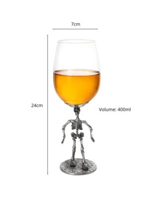 Skeleton Stemmed Wine Glasses, Set of 2