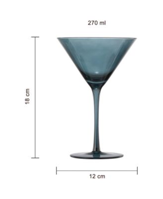 Classic Art Deco Pastel Muted Martini Glasses, Set of 6