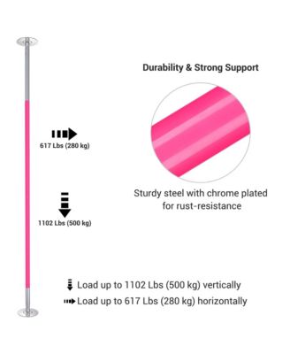 10.9 Ft Static Spinning Dancing Pole Kit 45mm Silicone Party Club Exercise Pink