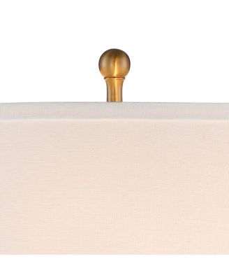 Rolland Traditional Table Lamps 30" Tall Set of 2 Antique Brass Crystal Off White Drum Shade for Bedroom Living Room Nightstand