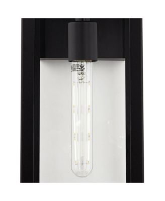 Titan Modern Outdoor Wall Light Fixtures Set of 2 Mystic Black Rectangular Frame 17" Clear Glass for Post Exterior Barn