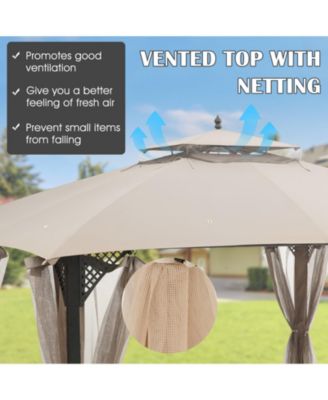 10 x 12 Feet Gazebo Replacement Top with Air Vent and Drainage Holes-Beige
