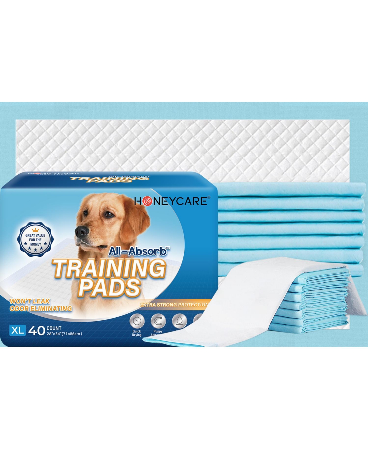 All-Absorb, X-Large Dog and Puppy Training Pads, Ultra Absorbent and Odor Eliminating, Leak-Proof 5-Layer Potty Training Pads with Quick-Dry
