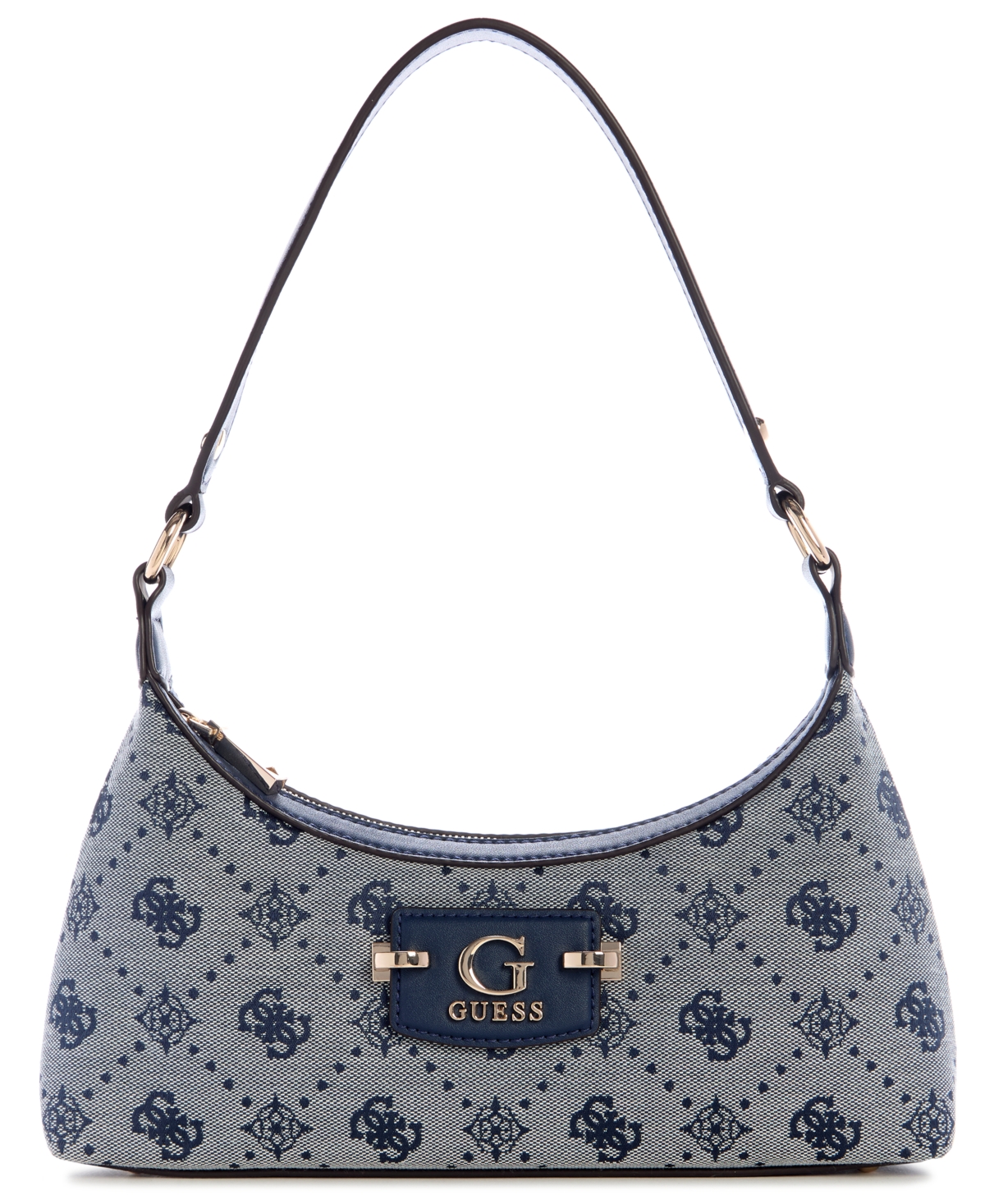 Neda 4G Peony Logo Small Top Zip Shoulder Bag - Navy Logo
