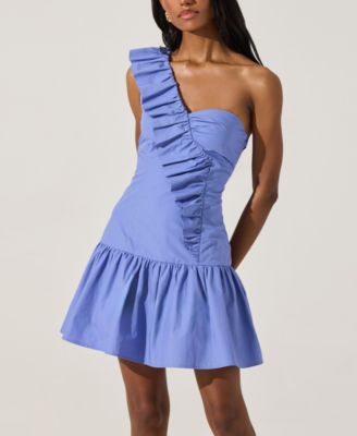 Women's Asymmetrical Ruffled Cotton Mini Dress
