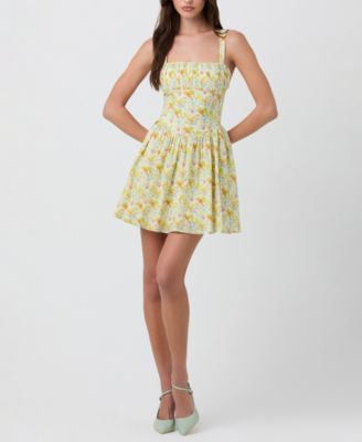 ASTR the Label - Women's Ruched Cotton Mini Dress