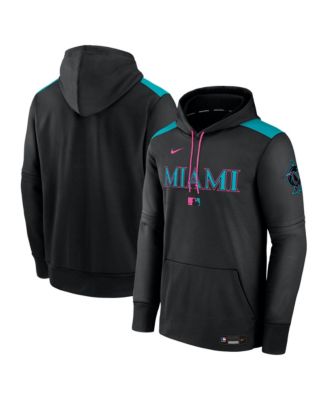 Nike - Men's Black Miami Marlins 2025 City Connect Authentic Collection Therma Pullover Hoodie