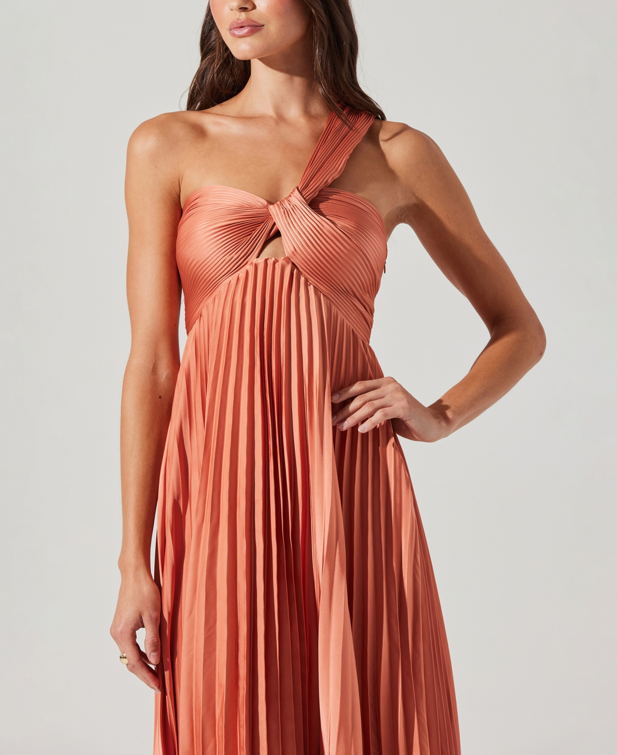 Astr The Label Rasya Pleated One-shoulder Maxi Dress In Pink