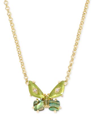 Mixed Stone Butterfly Pendant Necklace, 16" + 3" extender