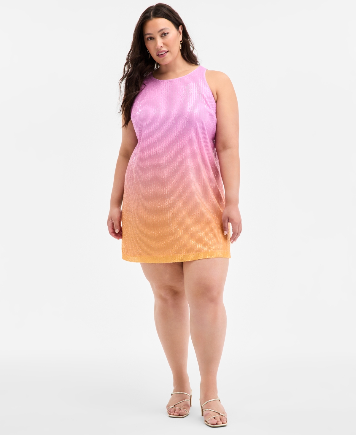 Plus Size Ombre Sleeveless Sequin Shift Dress, Exclusively at Macy's - So Lavender Cmb
