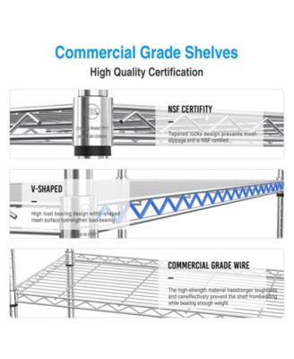 3 Tier Wire Shelving Unit, 1050 LBS NSF Height Adjustable Metal Garage Storage Shelves, Heavy Duty Storage Wire Rack Metal Shelves - Chrome