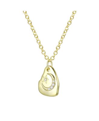 14K Gold Plated Cubic Zirconia Asymmetrical Star Pendant Necklace