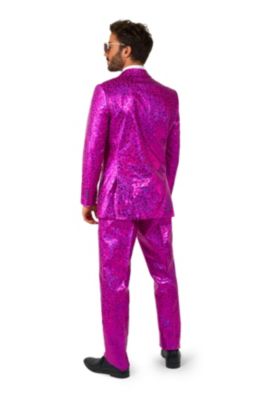Men's Silver Suit - New Years And Christmas Party Costume - Metallic Shiny Silver - Includes Blazer, Pants and Tie