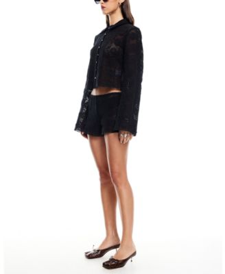 Women's Babydoll Cotton Open-Weave Shorts