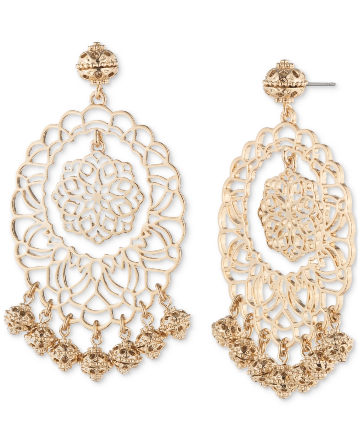 Gold-Tone Filigree Chandelier Earrings - Gold