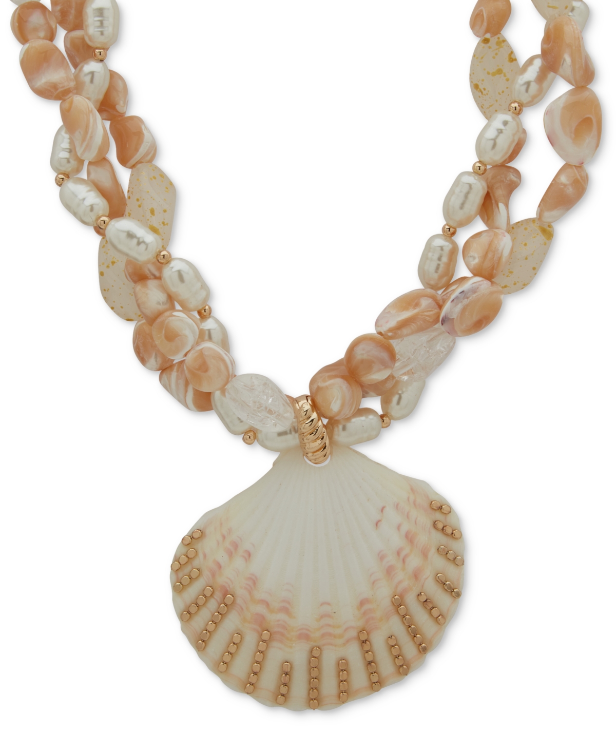 Gold-Tone Shell 26" Adjustable Pendant Necklace - White/Gold