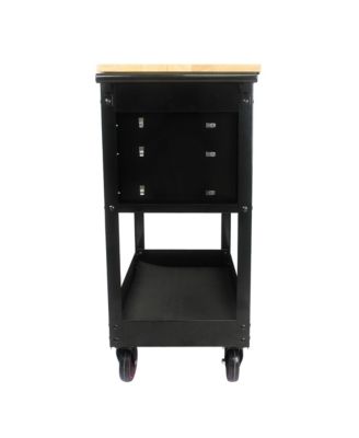 3 Drawers Multifunctional Tool Cart With Wheels And Wooden Top