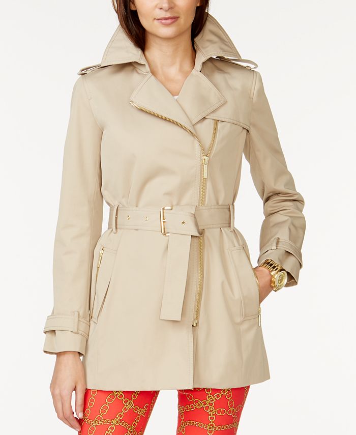 Michael Kors Belted Front-Zip Trench Coat in Regular & Petite Sizes &  Reviews - Coats & Jackets - Women - Macy's