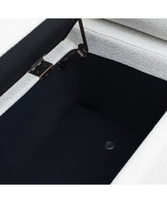 White linen upholstered bench with iron legs