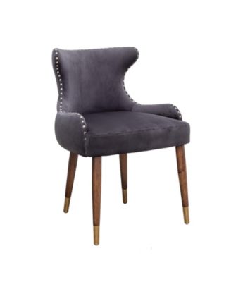 Contemporary Velvet Upholstered Nailhead Trim Accent Chair, Gray