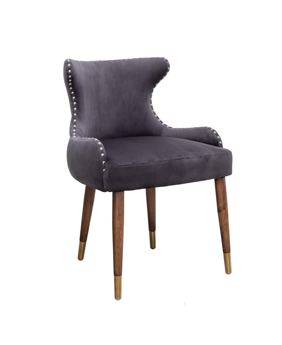 Simplie Fun Contemporary Velvet Upholstered Nailhead Trim Accent Chair, Gray