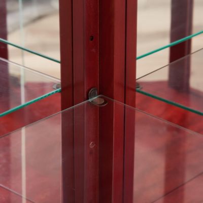 Carved Crown, Elegant Glass Cabinet in Cherry or Oak