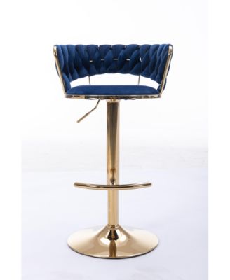 Set of 2 Adjustable Height Bar Stools with Chrome Accents