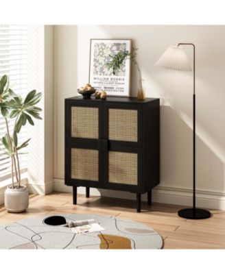 4-Door Rattan Mesh Cabinet for Entryway