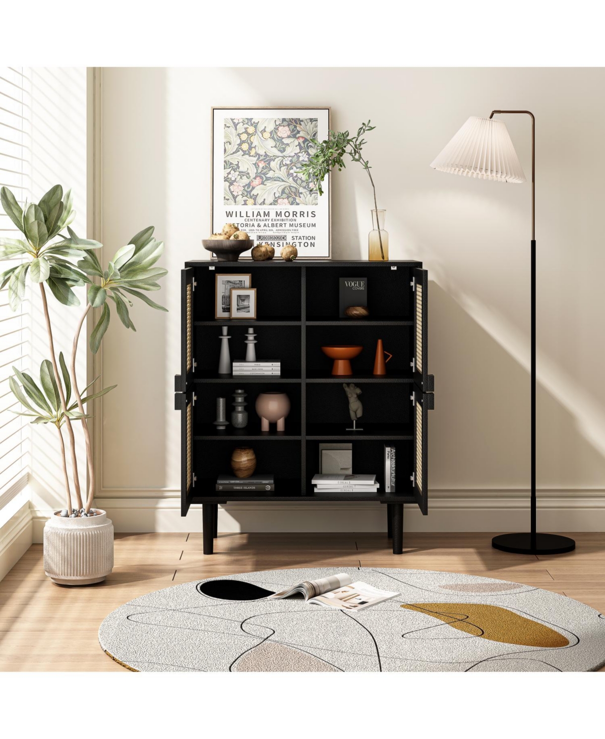 Streamdale 4-Door Rattan Mesh Cabinet for Entryway